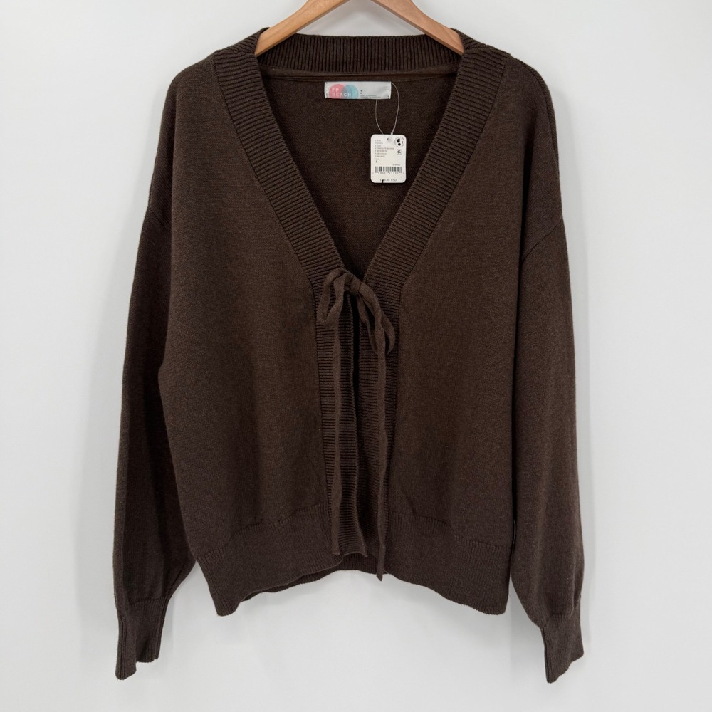 NWT Free People Beach Solar Tie Front Cardigan Sweater Brown Small